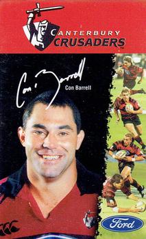 1999 Canterbury Rugby Football Union Ford/More FM Canterbury Crusaders #NNO Con Barrell Front